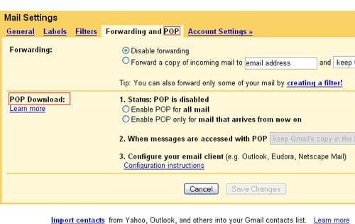 GMail Enables POP Email
