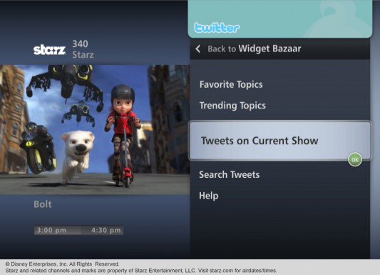 Verizon FiOS Twitter Widget Pane