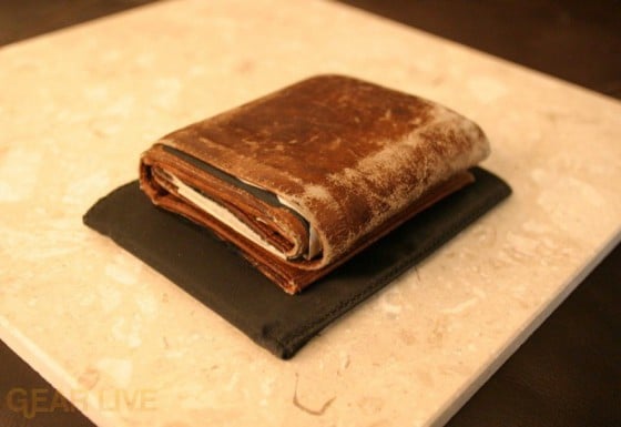 Tri-fold wallet atop Skinny Wallet