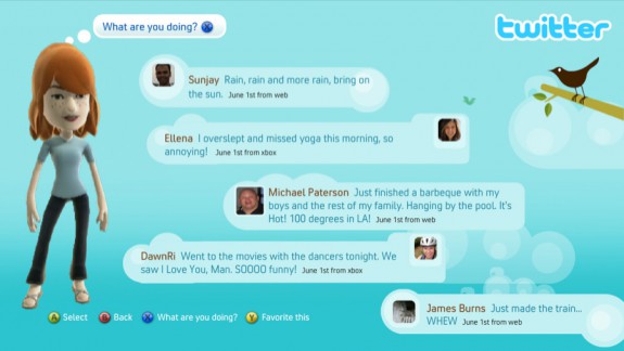 Twitter tweets on Xbox 360