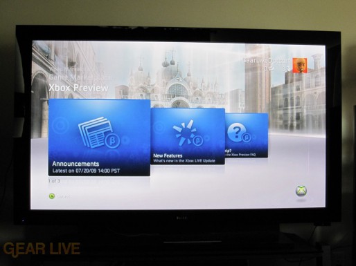 Xbox 360 Dashboard Preview Section