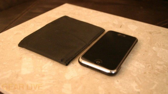 Skinny Wallet next to iPhone