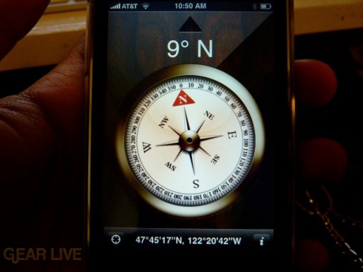 iPhone 3G S Apps: Compass in use