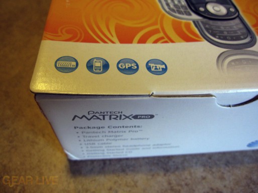 Pantech Matrix Pro box features