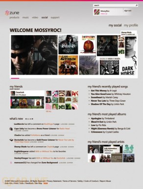 Zune 2.5 Social Page