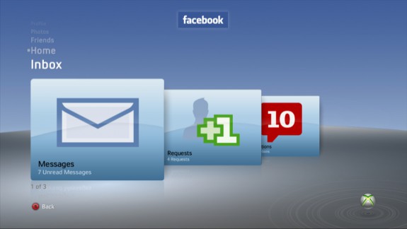Facebook Inbox on Xbox 360