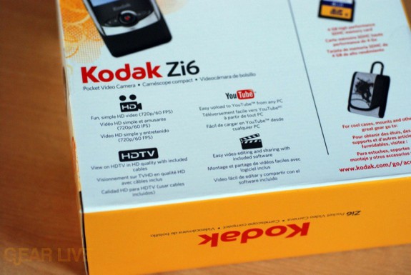 Kodak Zi6 box features