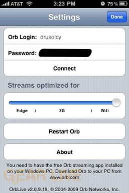 OrbLive Settings