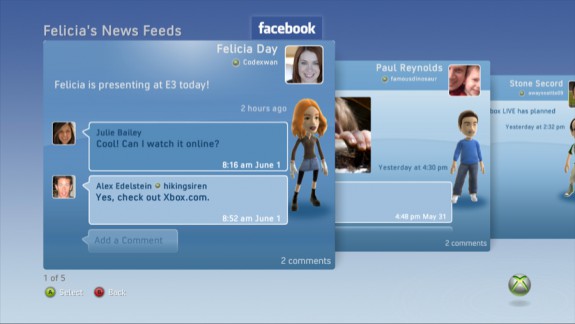 Facebook Personal News feed on Xbox 360