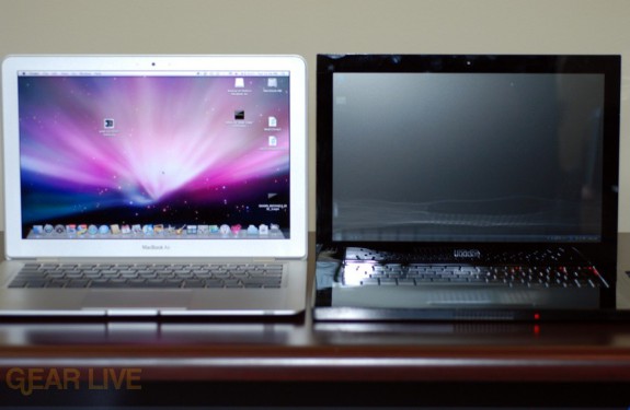 MacBook Air vs. Voodoo Envy 133 open