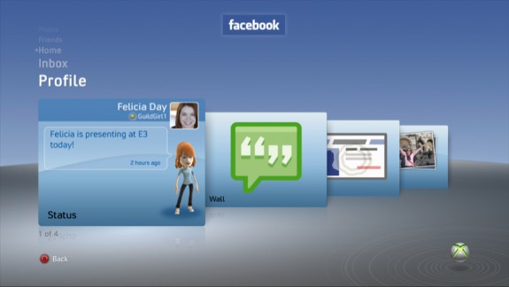 Facebook Profile on Xbox 360