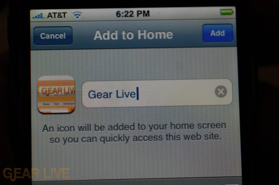 iPhone 1.1.3 Firmware: Add Bookmark to Home Screen