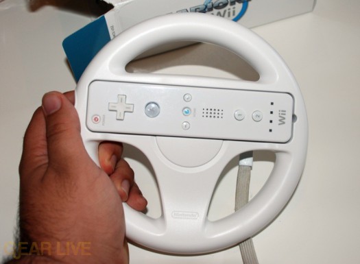 Wii Wheel with Wiimote inserted