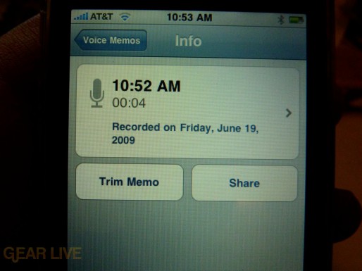 iPhone 3G S Apps: Voice Memos info