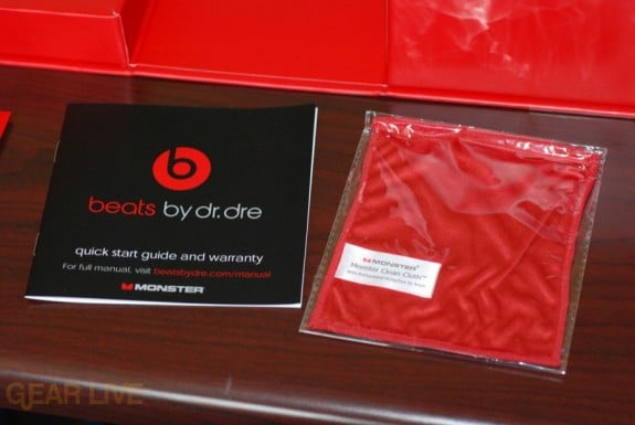Beats by Dr. Dre instructions and cloth