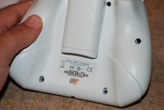 Back of the Xbox 360 Controller with Chatpad Attached