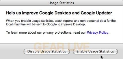 Google Desktop Usage Statistics Preferences