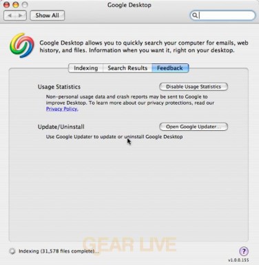 Google Desktop Feedback Preferences