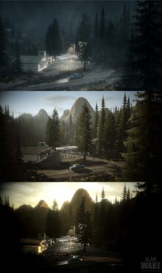 Alan Wake gas station day to night