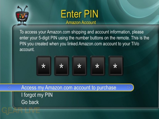 TiVo Amazon Integration: Enter PIN