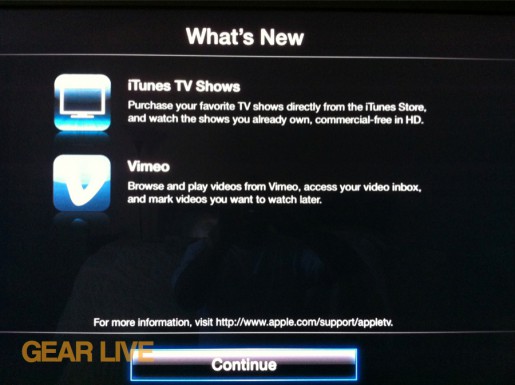 Apple TV iCloud and Vimeo features