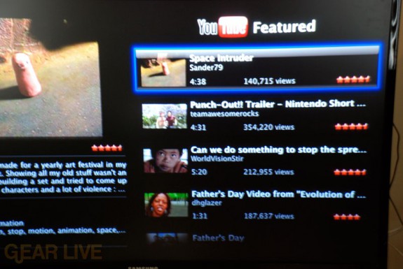 YouTube Featured Menu on Apple TV