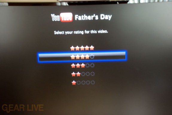 Apple TV YouTube: Video Rating Menu