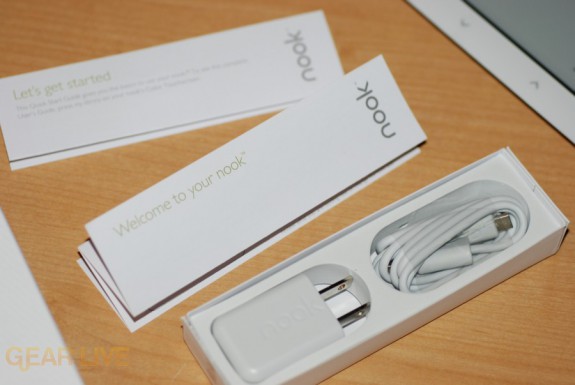 Nook pack-ins - instructions, USB cable, AC adapter