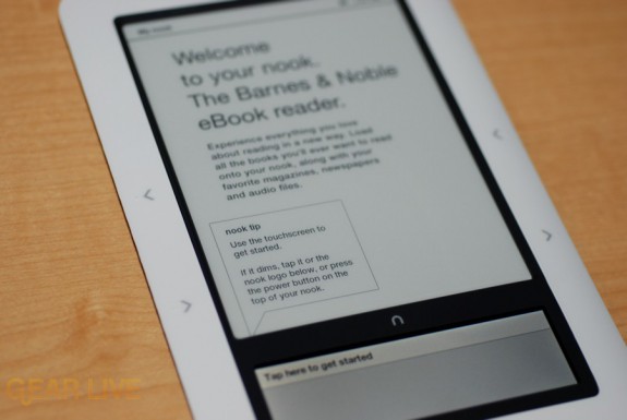 B&N nook welcome screen