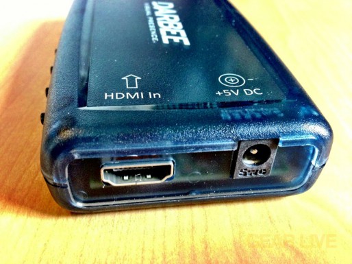 Darbee Darblet HDMI input and power port