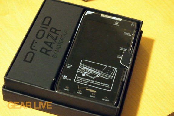 Droid RAZR box opened