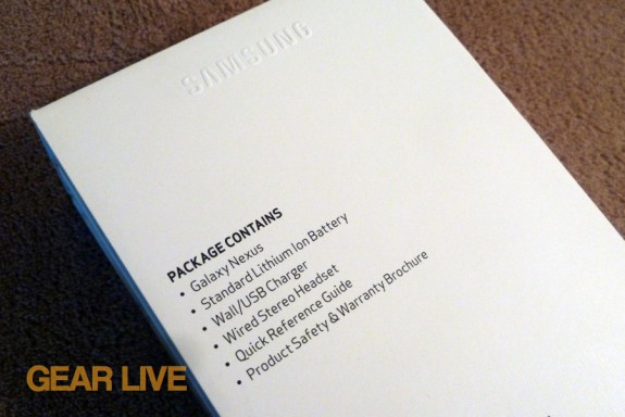 Galaxy Nexus package contents