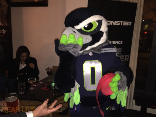 Blitz the Seahawk steals the raffle tickets