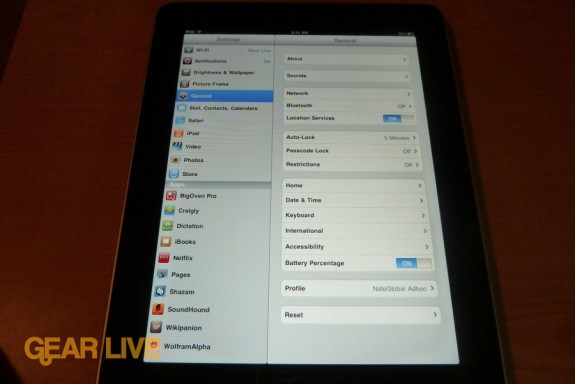 iPad apps: Settings