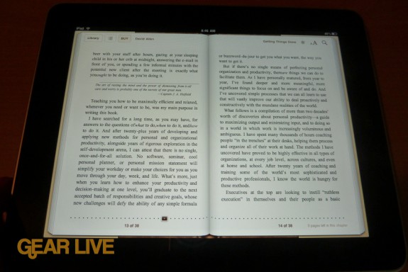 iPad apps: iBooks landscape view