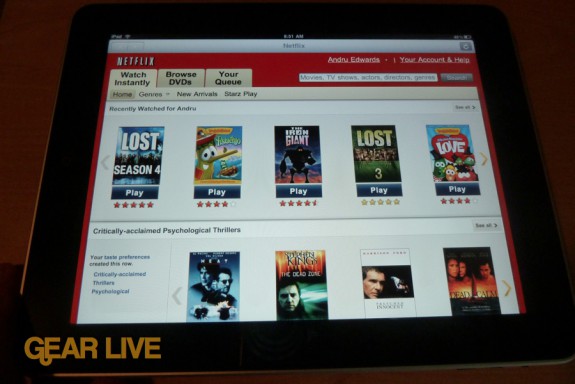 iPad apps: Netflix