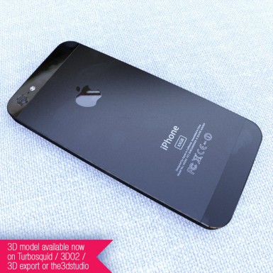 Black iPhone 5 rear 3D render