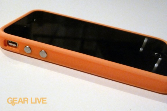 iPhone 4 in orange bumper case