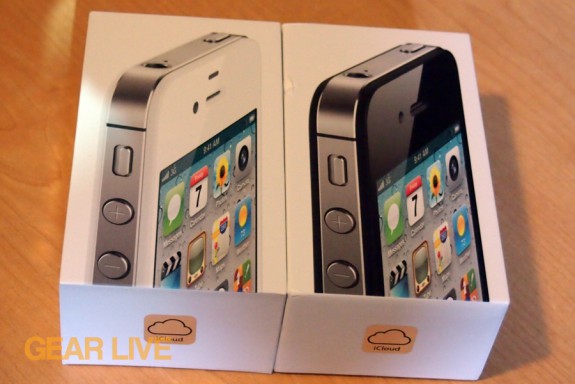 Black and white iPhone 4S boxes