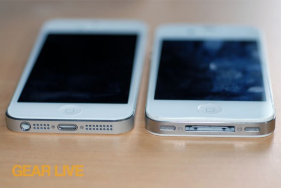 iPhone 5 and iPhone 4S side-by-side dock comparison