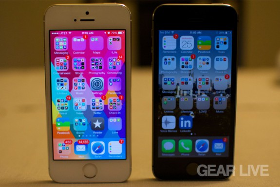 iPhone 5s front: Silver vs. Space Gray
