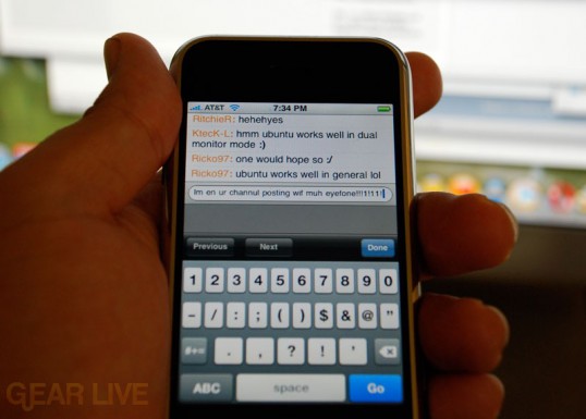 iPhone Typing in Colloquy IRC