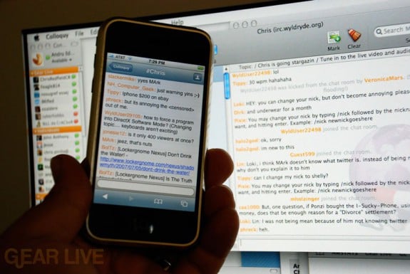 iPhone Colloquy IRC Alongside Colloquy OS X