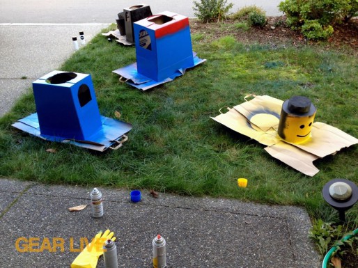 Drying the LEGO Superhero Halloween costumes