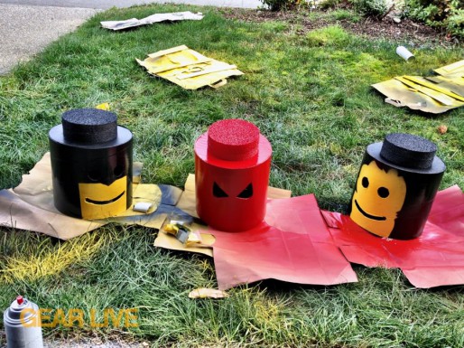 Painting the heads for LEGO Superhero Halloween costumes