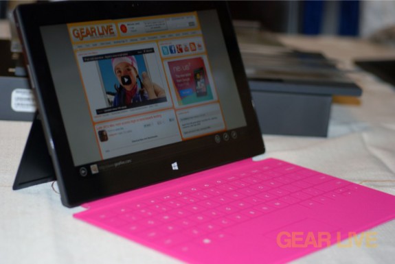 Microsoft Surface and pink Touch Cover