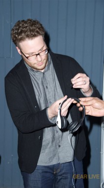 Seth Rogan signs Monster DNA White Tuxedo headphones
