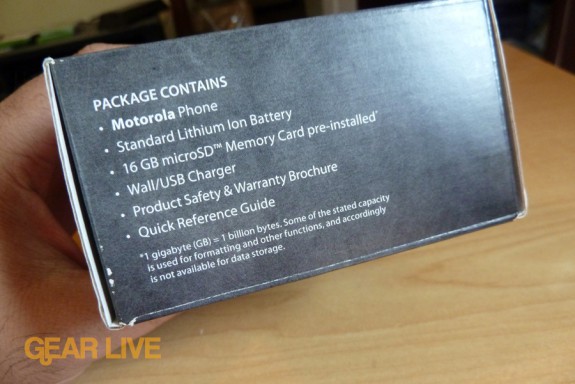 Motorola Droid X box contents