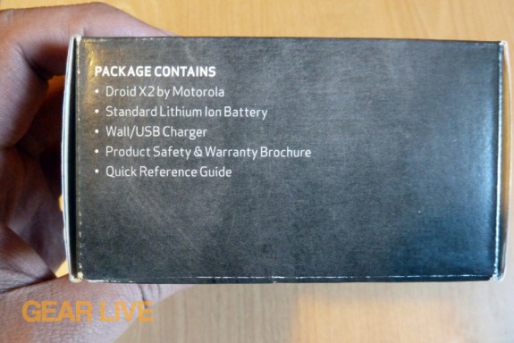 Motorola Droid X2 box contents