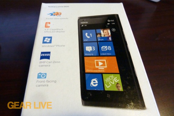 Back of the Nokia Lumia 900 box